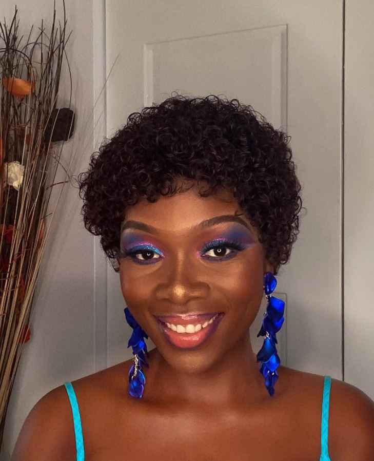 Pixie Cut Curly Machine Weft wig