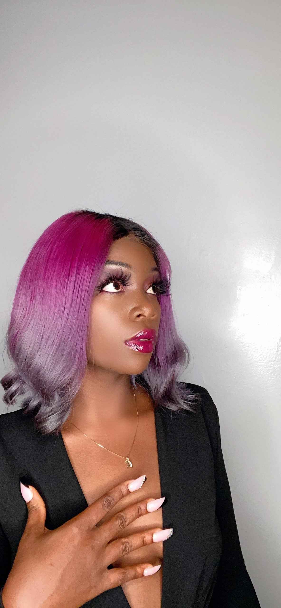 Bob Wig Silver/ purple