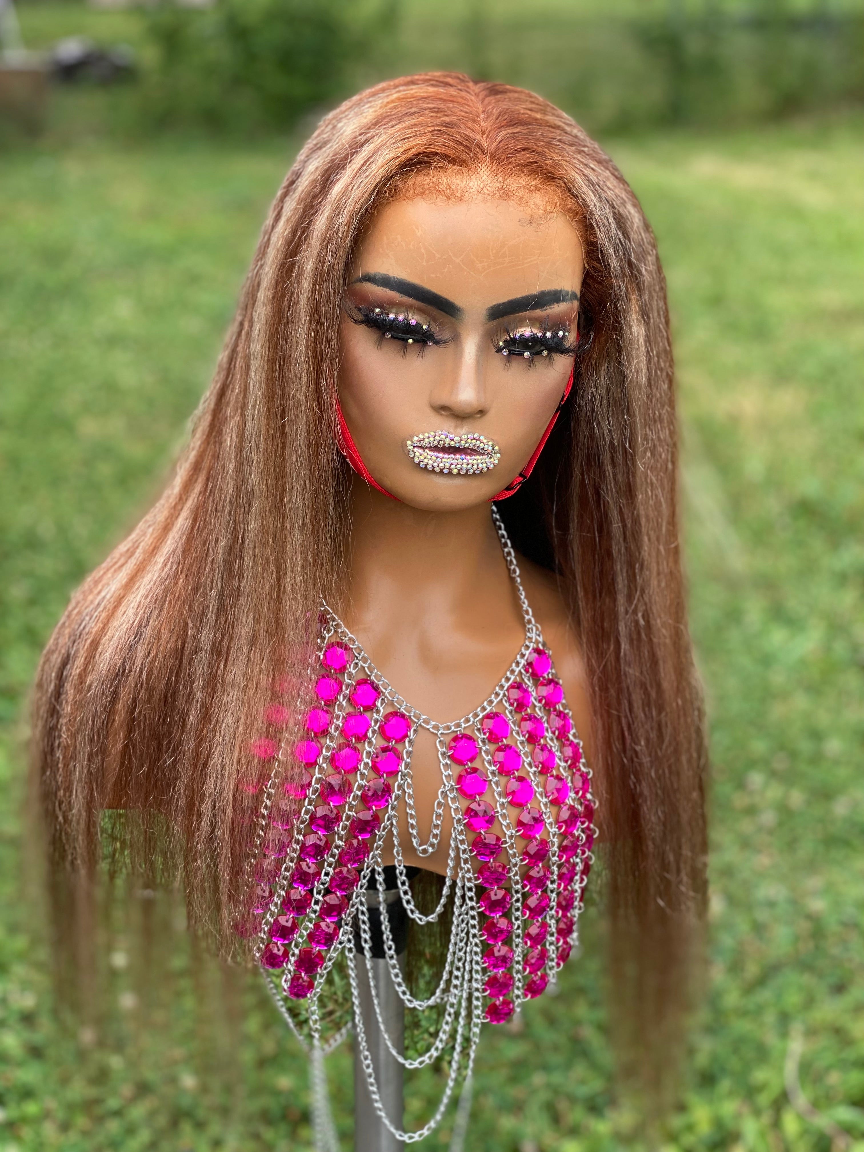 Kelce's Unique Hair Kinky Straight Two-Tone Human Hair Wig - Kelces Unique Hair