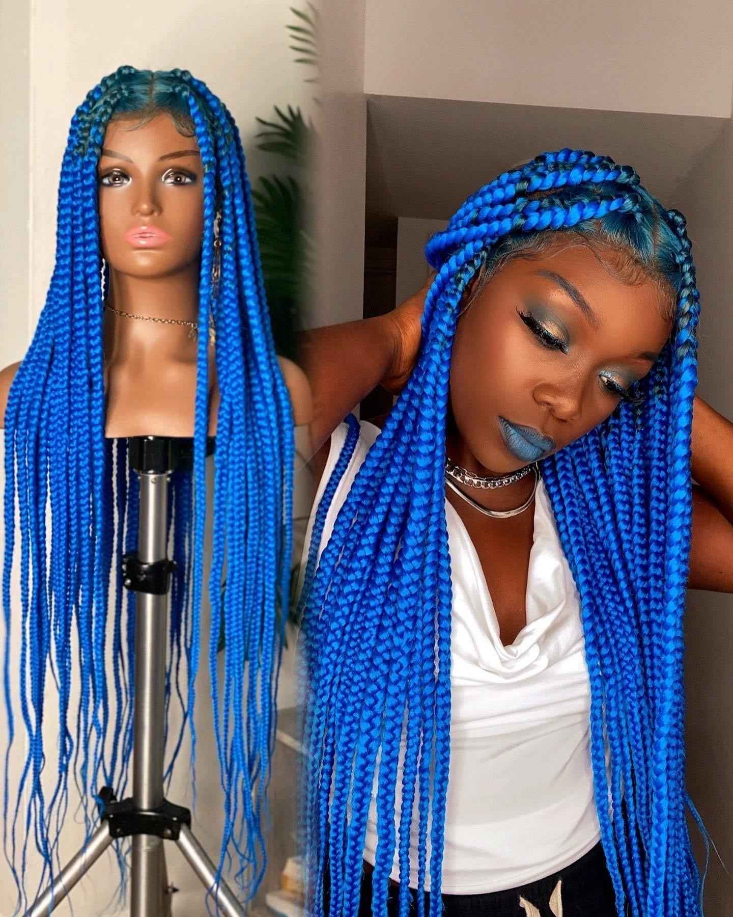 Blue Braids Full Lace Wig