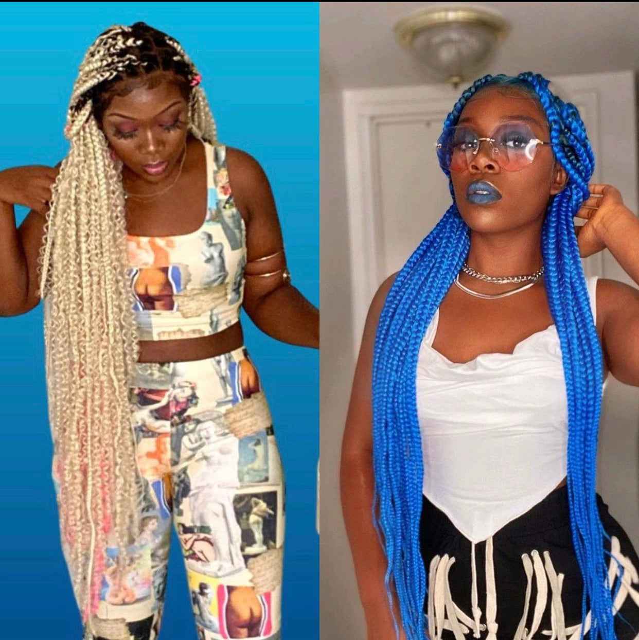 Blue Braids Full Lace Wig