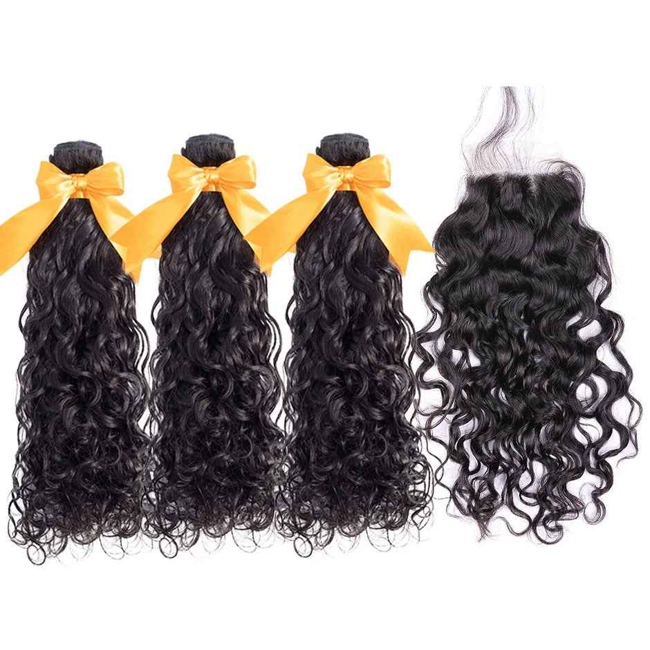Water wave 3 bundles + 5X5 Closure