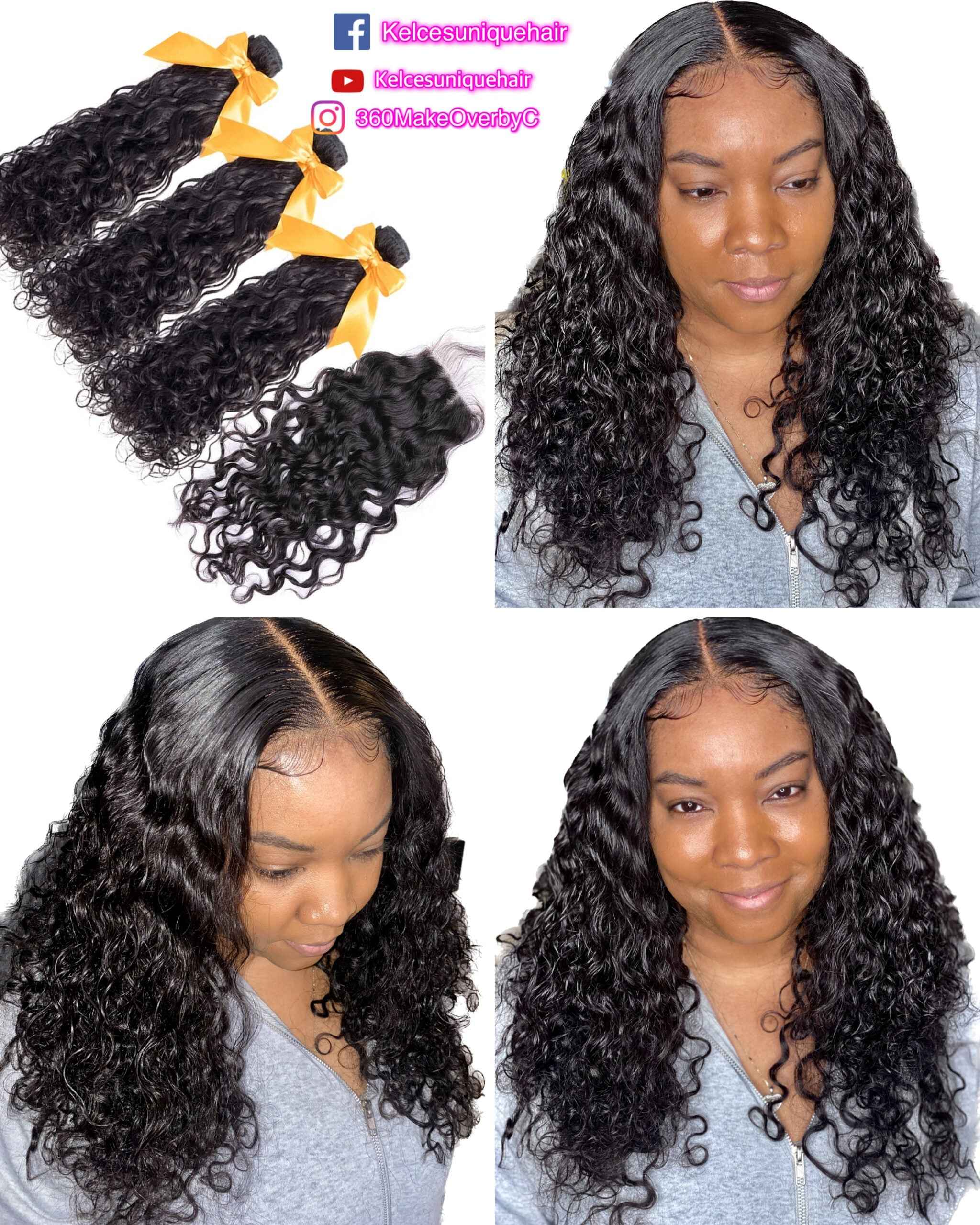Water wave 3 bundles + 5X5 Closure