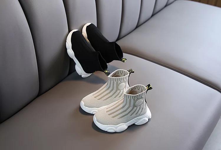 Style White Sports Chunky Knit Flying Mesh Kids Sock Shoes Sneakers - Kelces Unique Hair