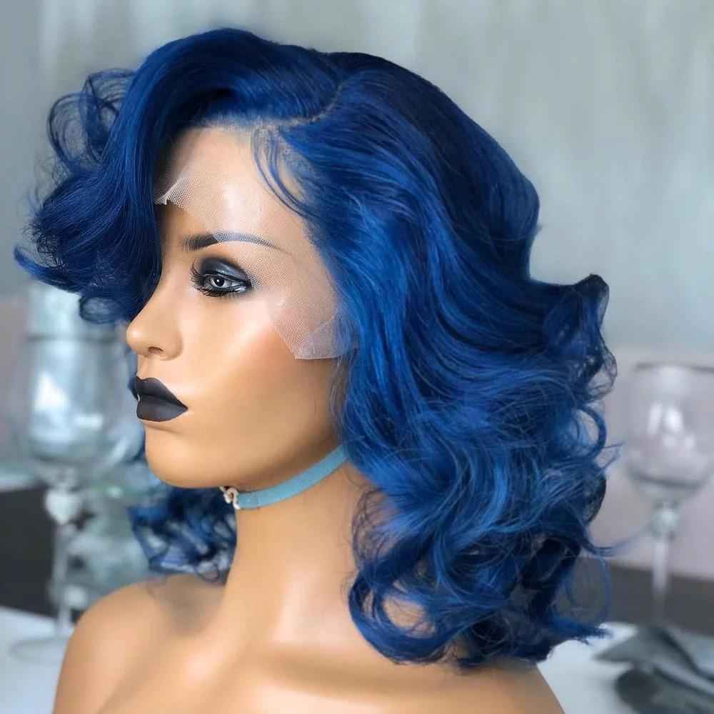 Blue Loose Wave HD Swiss Lace Wig
