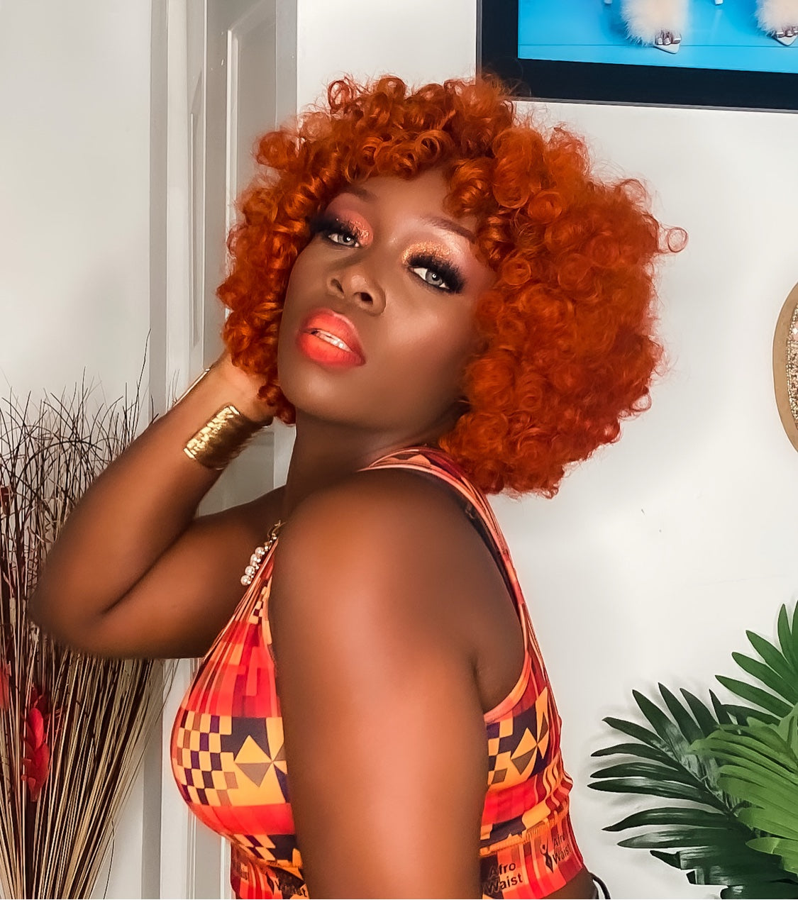 Bouncy Afro Curly 8" Glueless Wig with Bangs — Wear & Go