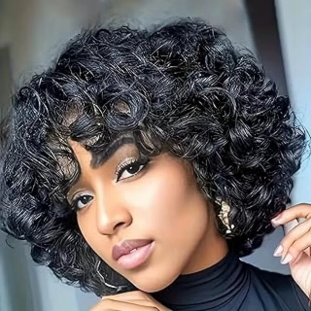Bouncy Afro Curly 8" Glueless Wig with Bangs — Wear & Go