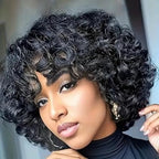 Bouncy Afro Curly 8" Glueless Wig with Bangs — Wear & Go