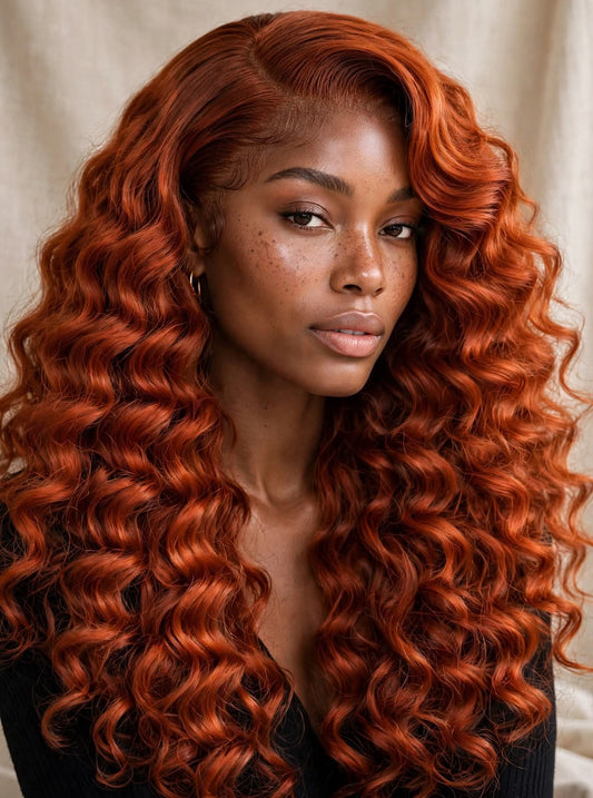 Copper Deep Wave Lace Front Wig – Auburn Ginger Curly Human Hair