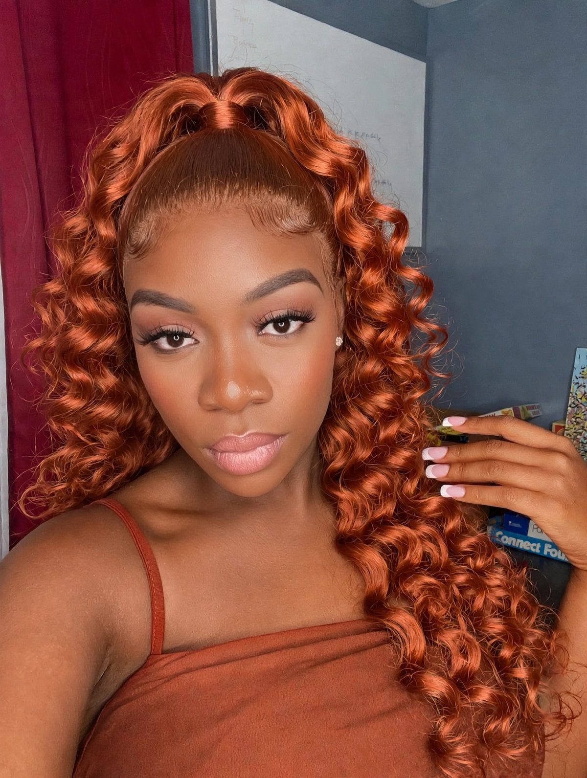 Copper Deep Wave Lace Front Wig – Auburn Ginger Curly Human Hair