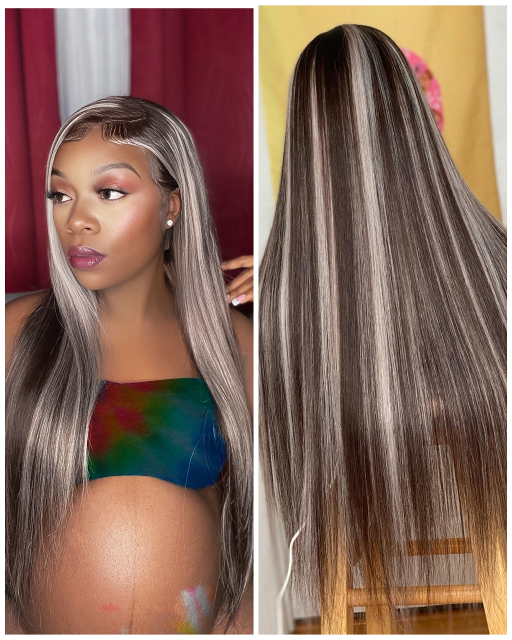 1B/Silver Piano Straight Wig