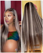 1B/Silver Piano Straight Wig