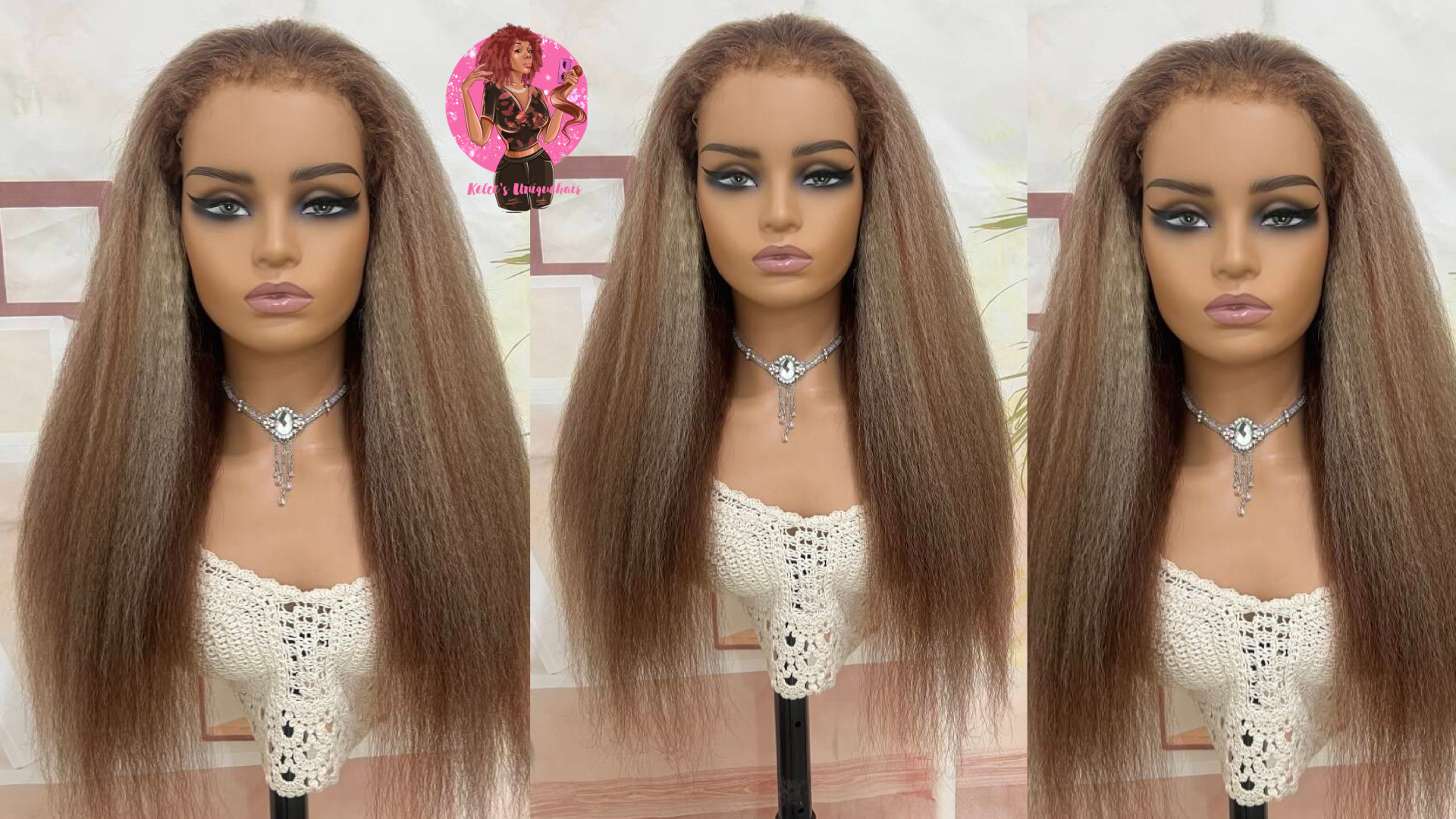 Kelce's Unique Hair Kinky Straight Two-Tone Human Hair Wig - Kelces Unique Hair