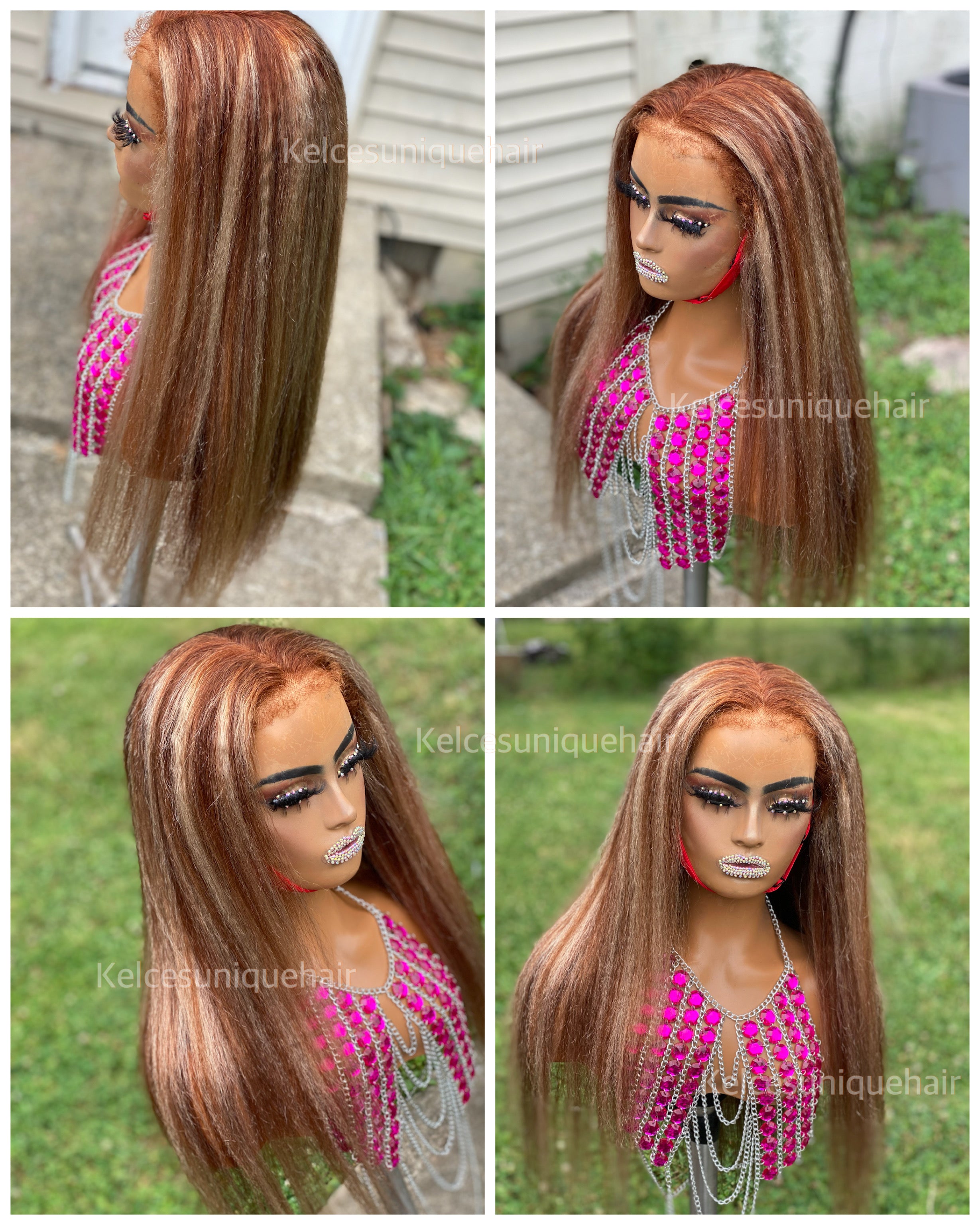 Kelce's Unique Hair Kinky Straight Two-Tone Human Hair Wig - Kelces Unique Hair