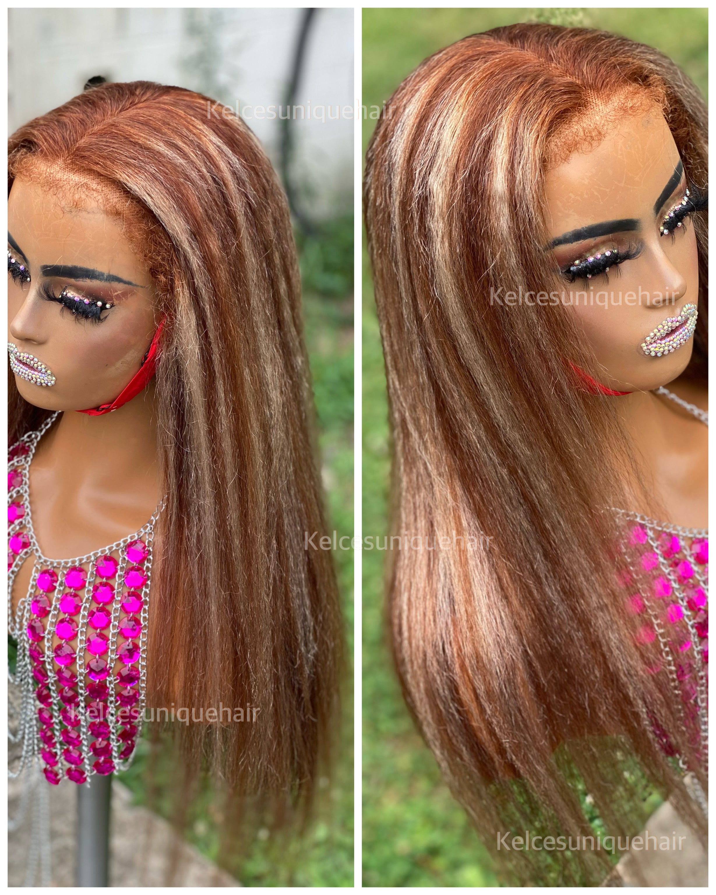 Kelce's Unique Hair Kinky Straight Two-Tone Human Hair Wig - Kelces Unique Hair