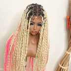 Blonde/pink braided wig