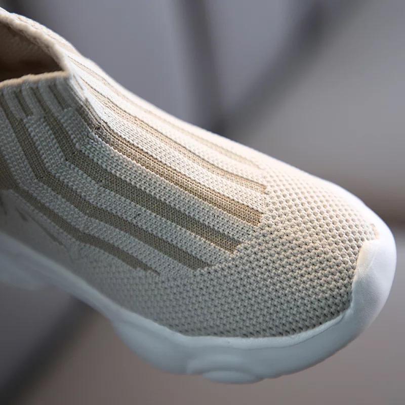 Style White Sports Chunky Knit Flying Mesh Kids Sock Shoes Sneakers - Kelces Unique Hair