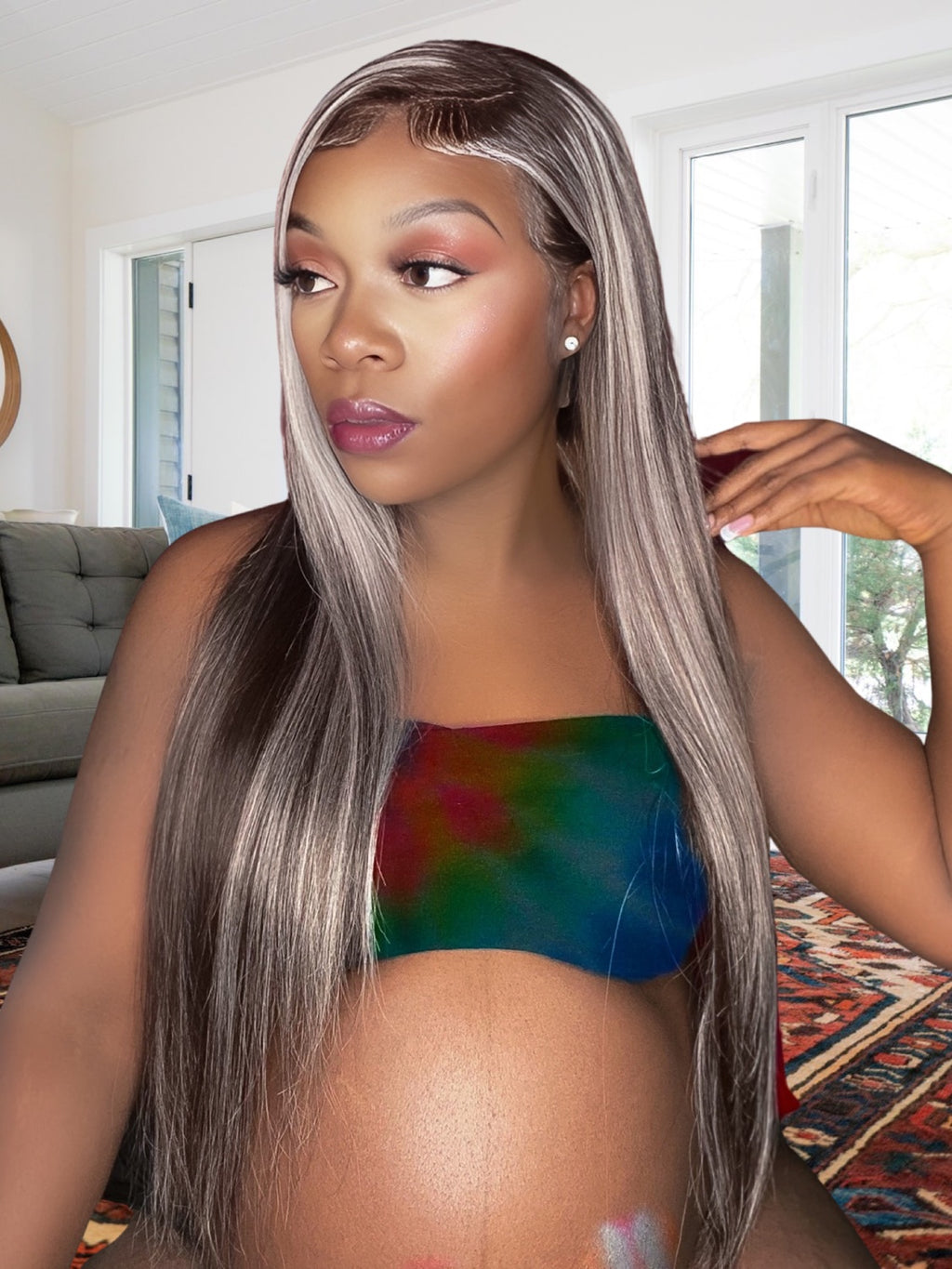 1B/Silver Piano Straight Wig