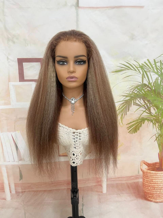 Kelce's Unique Hair Kinky Straight Two-Tone Human Hair Wig - Kelces Unique Hair