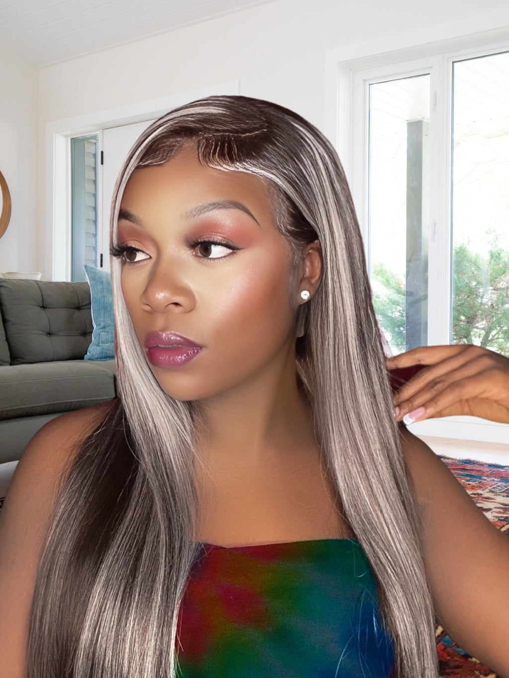 1B/Silver Piano Straight Wig