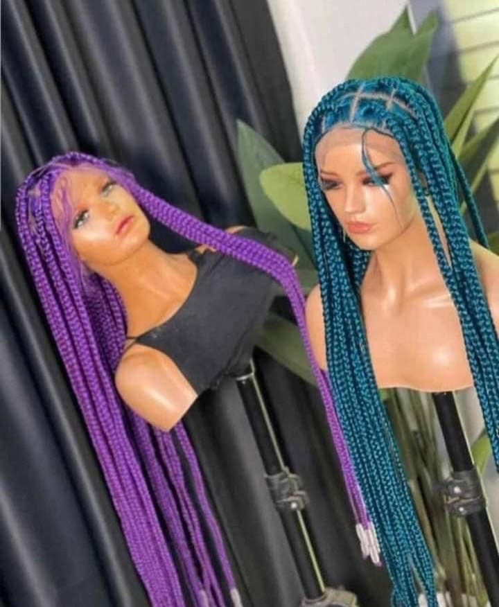 Single Box Braids Full Lace Wig With Beads - Kelces Unique Hair